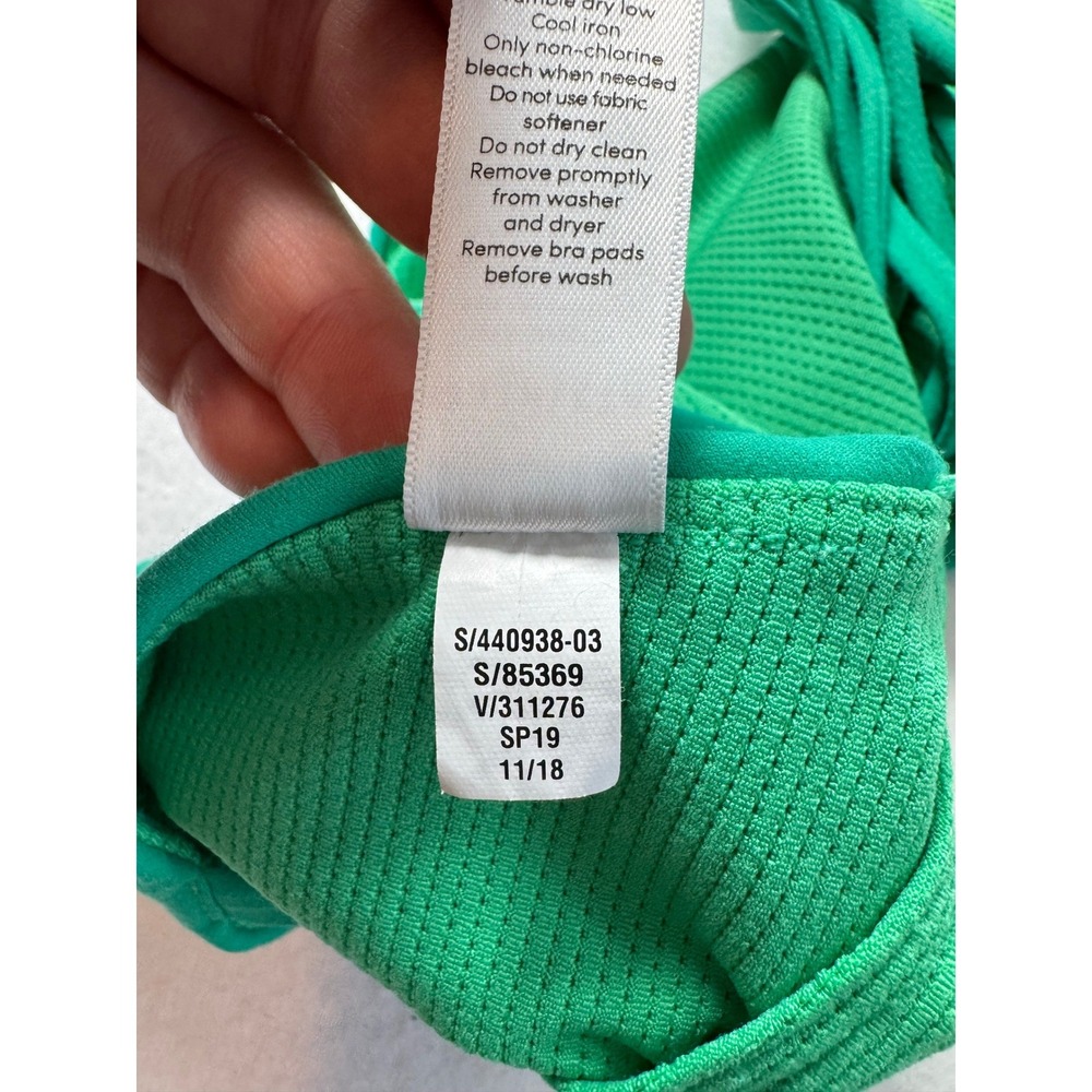 Athletic Athleta Women L Sports Bra Green High Neck Strappy Back 440938-03 SP19 - Picture 9 of 9